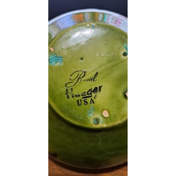 Royal Haegar MCM Green EARTH WRAP Textured Round Planter Brown Orange Cottage - Picture 5 of 12